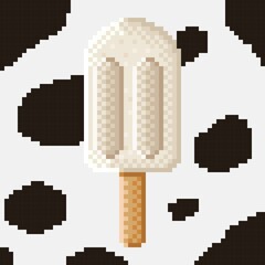 Milk ice cream stick pixel art. Vector illustration.