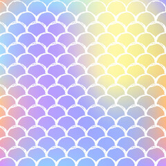 Holographic mermaid background with gradient scales.