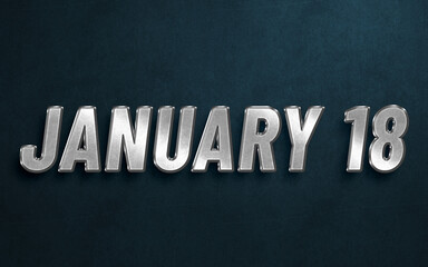JANUARY IN SILVER HIGH RELIEF LETTERS ON DARK BACKGROUND