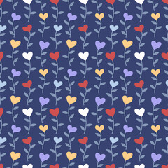 Seamless pattern with multicolored hearts