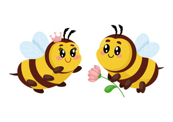 cute bee boy and girl love each other. world bee Protection day