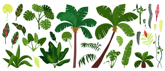 Jungle Plant Icon Set © Macrovector