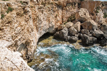 Ayia Napa rocky coastline seafront, Cyprus.