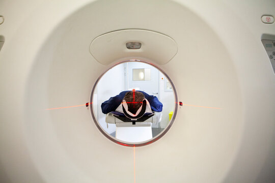 Digital medical imaging center cranial scanner.