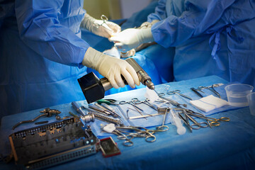 Orthopedic surgery operating room in a hospital.