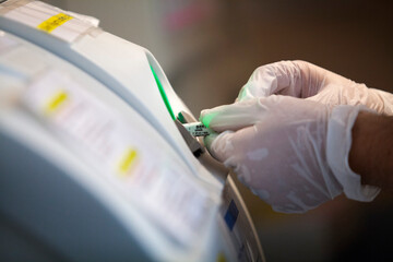 Hematology laboratory blood gas measurement.