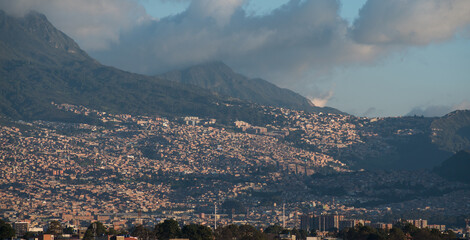 Landscape of some popular neighborhoods in Bogotas mountains