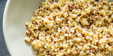 quinoa bulgur porridge cereal mix fresh healthy meal food snack diet on the table copy space food background rustic top view keto or paleo diet veggie vegan or vegetarian food