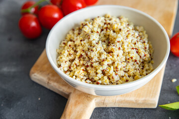 quinoa bulgur porridge cereal mix fresh healthy meal food snack diet on the table copy space food background rustic top view keto or paleo diet veggie vegan or vegetarian food