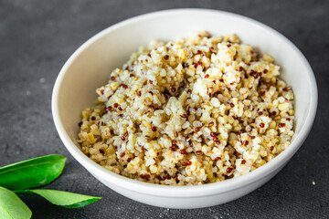 quinoa bulgur porridge cereal mix fresh healthy meal food snack diet on the table copy space food background rustic top view keto or paleo diet veggie vegan or vegetarian food