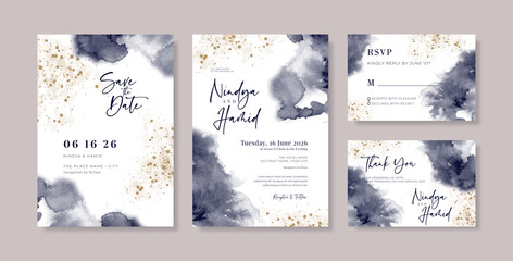 Luxury and elegant wedding invitation with watercolor background