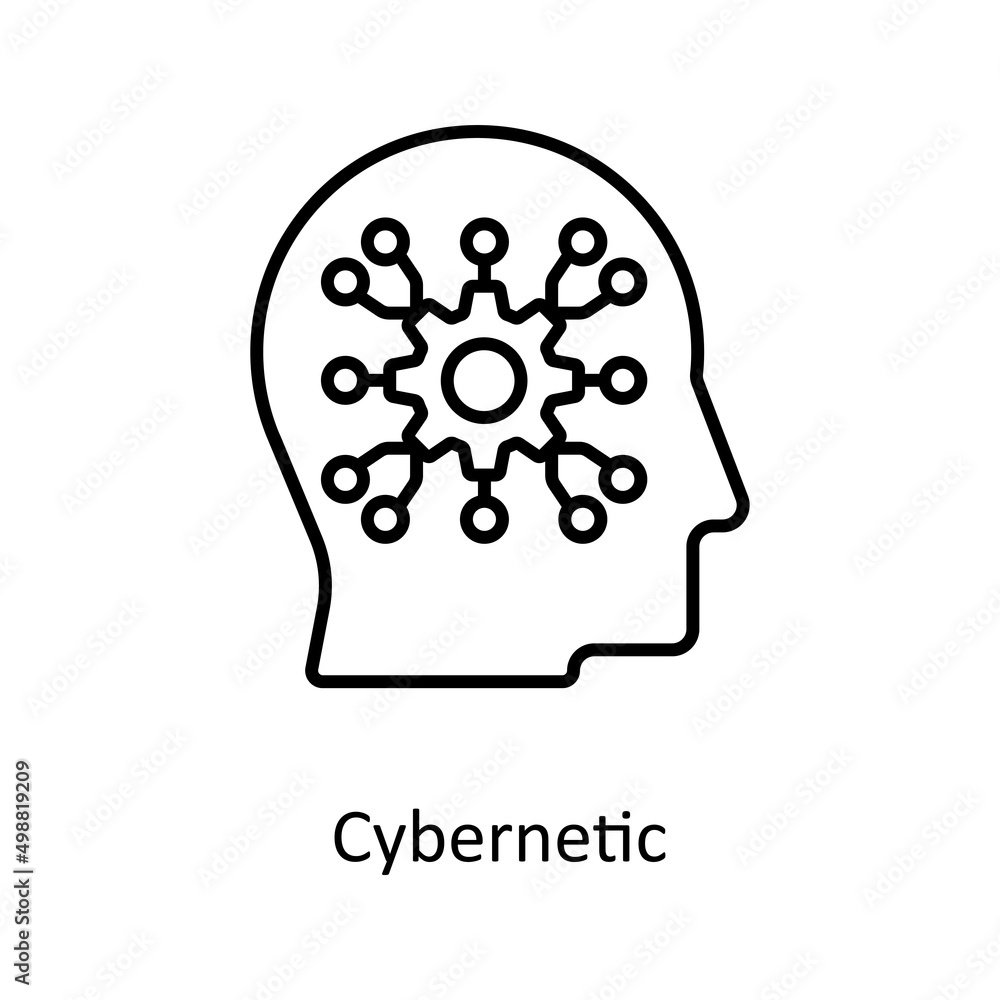 Poster cybernetic vector outline icons for your digital or print projects.