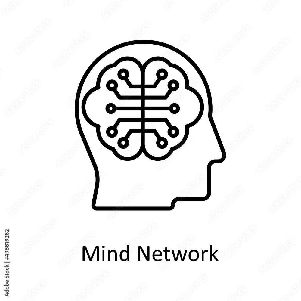 Poster mind network vector outline icons for your digital or print projects.