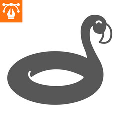 Swimming ring flamingo solid icon, glyph style icon for web site or mobile app, lifebuoy and flamingo float , swim ring vector icon, simple vector illustration, vector graphics with editable strokes.