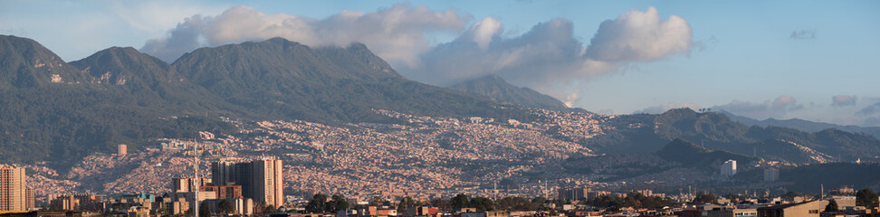 Landscape of some popular neighborhoods in Bogotas mountains