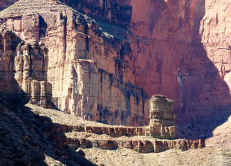 Rock formation at Buckhorn Canyon at Mile 117 on the Colorado River in the Grand Canyon, Arizona.