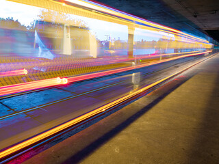 A view of a moving tram, The Gdański Bridge, Warsaw, Poland