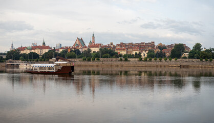 View of the city of Warsaw, Vistula river, Poland