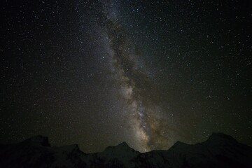 Milkyway galaxy behind the Karakoram Mountains, its a 30 second long exposure shot taken at night with least possible light pollution in the sky. 