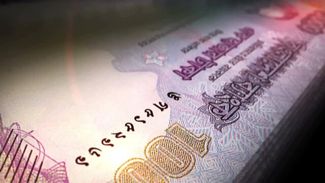 Bangladeshi Taka money counting. BDT banknotes. Fast cash note count macro loop. Business and economy loopable and seamless concept. Economy and business in Bangladesh.