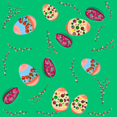 Easter celebration pattern with a set of decorated eggs