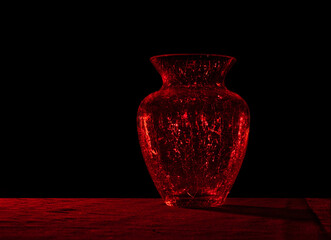 Red crackle glass vase.