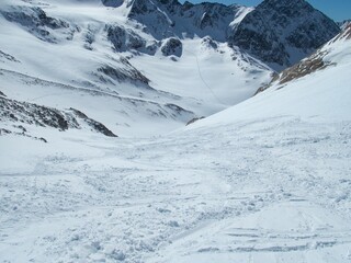 winter adventure skitouring in stubaier alpes mountains