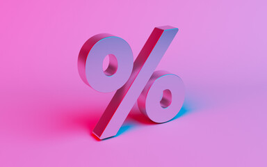 The percentage sign is in tinted composition. Horizontal composition with copy space.