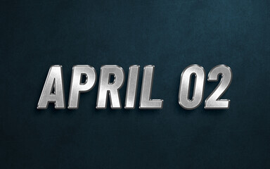Fototapeta premium APRIL IN SILVER HIGH RELIEF LETTERS ON DARK BACKGROUND