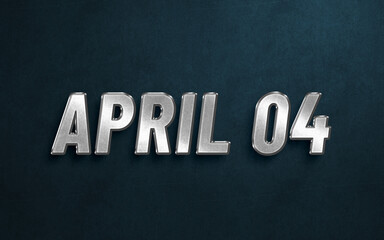 APRIL IN SILVER HIGH RELIEF LETTERS ON DARK BACKGROUND