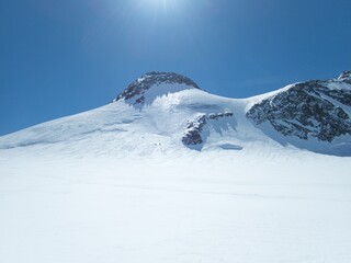 winter adventure skitouring in stubaier alpes mountains