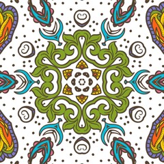 Abstract Pattern Floral Blue Pink Orange Green 629