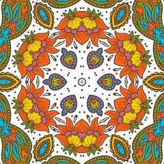 Abstract Pattern Floral Blue Pink Orange Green 624