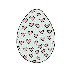 Hand drawn easter eggs with decoration. Doodle vector