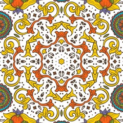 Abstract Pattern Floral Blue Pink Orange Green 587