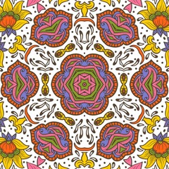 Abstract Pattern Floral Blue Pink Orange Green 585