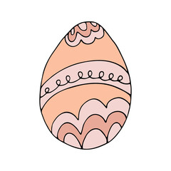 Hand drawn easter eggs with decoration. Doodle vector