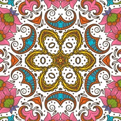 Abstract Pattern Floral Blue Pink Orange Green 581