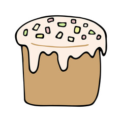 Hand drawn easter cake, bread. Doodle vector illustration