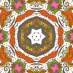 Abstract Pattern Floral Blue Pink Orange Green 561