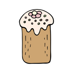 Hand drawn easter cake, bread. Doodle vector illustration