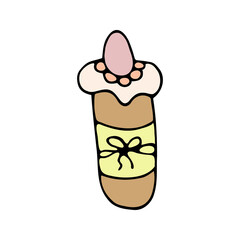Hand drawn easter cake, bread. Doodle vector illustration