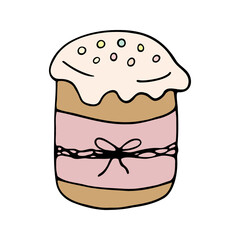 Hand drawn easter cake, bread. Doodle vector illustration