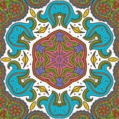 Abstract Pattern Floral Blue Pink Orange Green 545