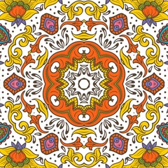 Abstract Pattern Floral Blue Pink Orange Green 540