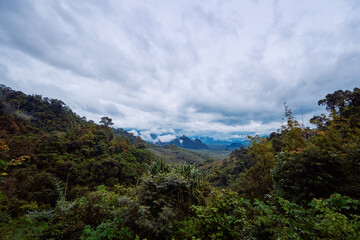 Beautiful landscape with mountains and rain forest at Khao Sok National Park, Surat Thani Province, Thailand.