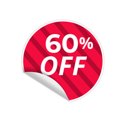 Up To 60% Off Special Offer sale sticker on white background, red sticker, vector illustration