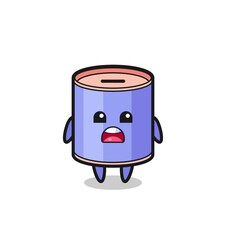cylinder piggy bank illustration with apologizing expression, saying I am sorry