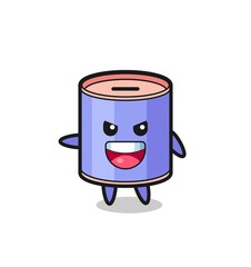 cylinder piggy bank cartoon with very excited pose