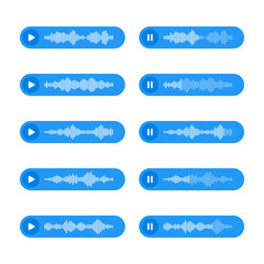Voice, audio message, speech bubble. SMS text frame. Social media chat or messaging app conversation. Voice assistant, recorder. Sound wave pattern. Vector illustration